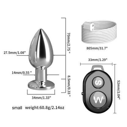 Metal anal vibrator for men and women, equipped with wireless remote control, prostate massager,