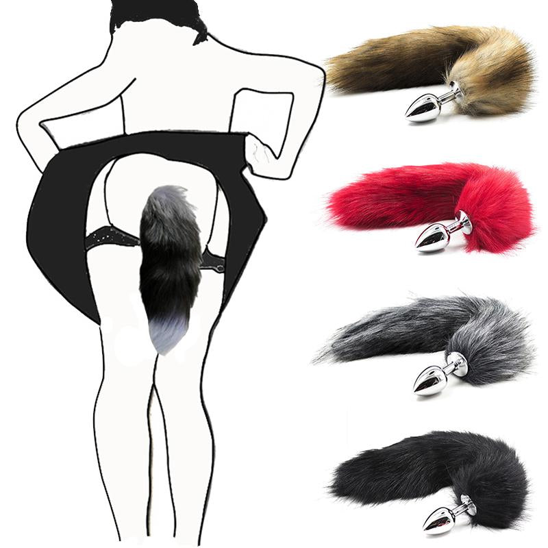 Sex Toys for Woman Cosplay Fox Mask Tail Anal Plug Metal Anus Butt Plug Mask Half Cat Mask Party