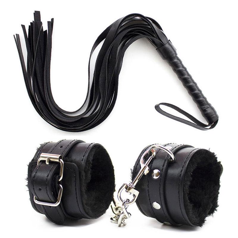  Bondage Handcuffs and Ankle Cuff Restraints for Sex Ball Gag  Whip/Flogger Collar Leather Woman Adult Toy Sexy Kink Set : Health &  Household