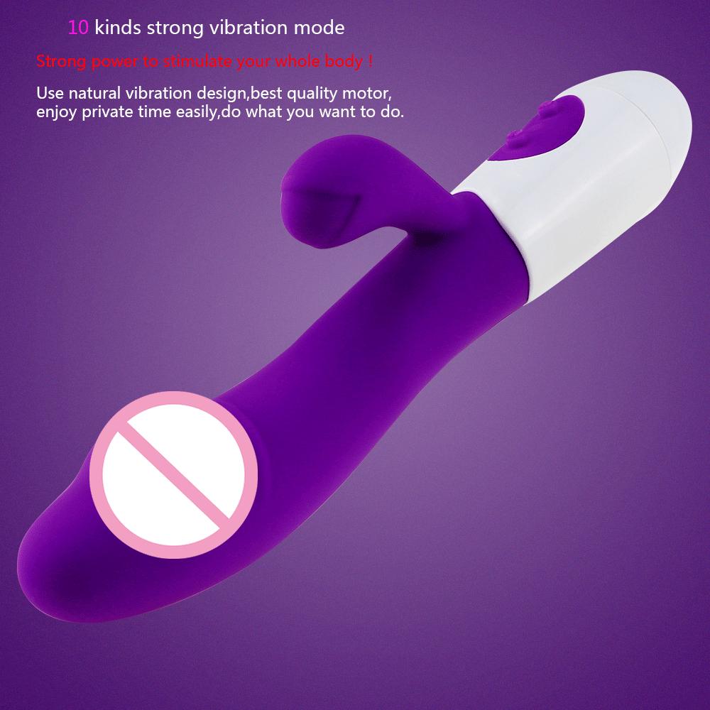 G-spot - rabbit shaped female sex toy, vibrating dildo, clitoris and vagina massager, double