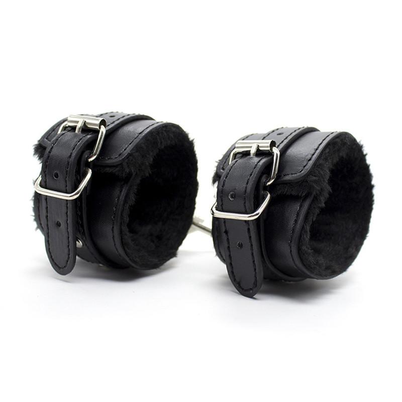 44cm PU Leather Erotic Handcuffs Ankle Cuff Restraints With Whip BDSM Bondage Slave Sex Toys For