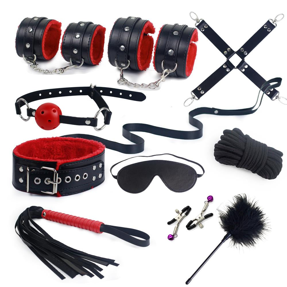 Jeu de Bondage BDSM pour adultes, ensemble érotique, menottes, pinces à tétons, fouet, Plug Anal,