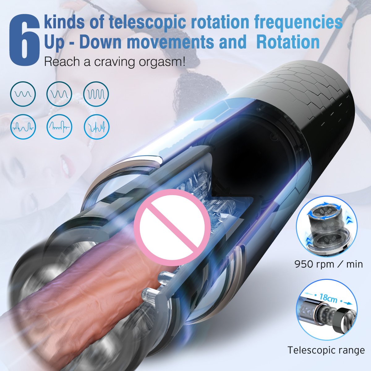 2022 Male retractable automatic rotary masturbator, sex toy, suction cup