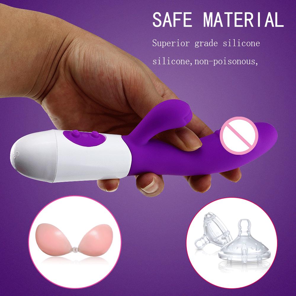 G-spot - rabbit shaped female sex toy, vibrating dildo, clitoris and vagina massager, double