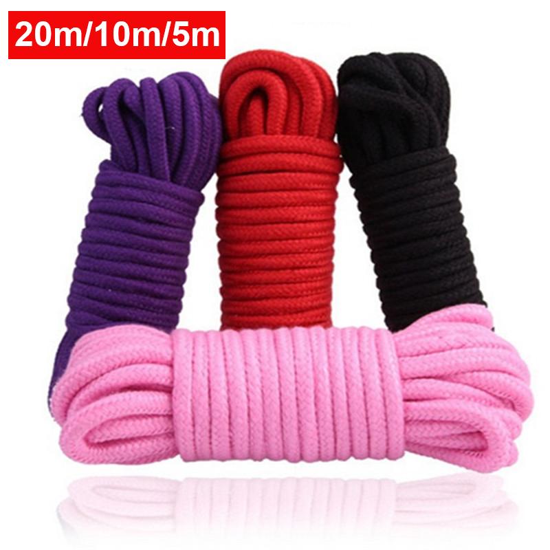 Corde en coton pour femmes, 5m/ 10m/ 20m, produits sexuels pour adultes, esclave, Bondage BDSM,