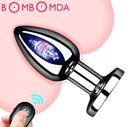 Metal anal vibrator for men and women, equipped with wireless remote control, prostate massager,