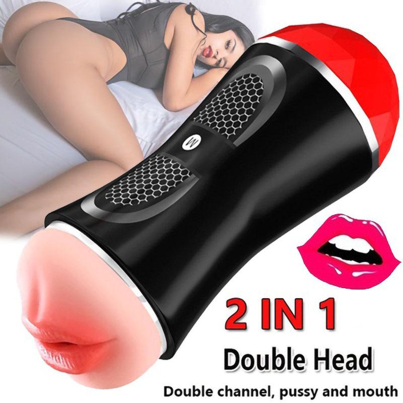 Men's 2-in-1 masturbator, real vagina, suction, pipe, equipment, machine, sex toy, pocket cat, sex