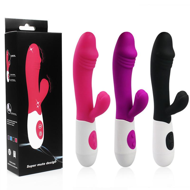 With Box G Spot Dildo Rabbit Vibrator Powerful Dual Silicone Female Vagina Clitoris Stimulator