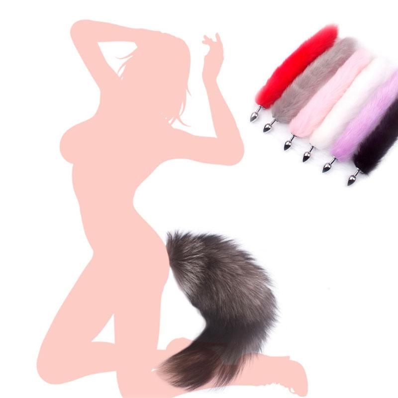 Sex Toys for Woman Cosplay Fox Mask Tail Anal Plug Metal Anus Butt Plug Mask Half Cat Mask Party